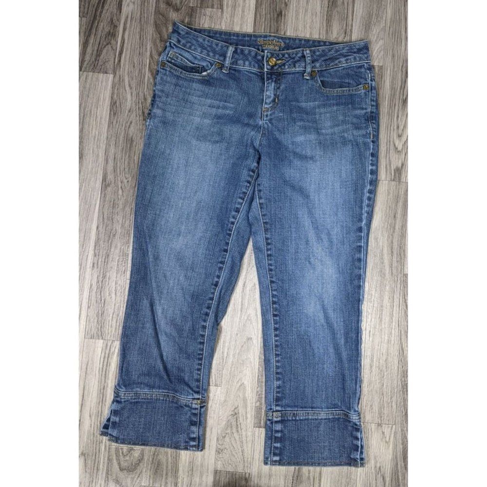 Simply Vera Vera Wang Womens Size 6 Straight Cropped Whiskered Denim Blue Jeans
